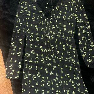 Cherry Print Black Kids Dress